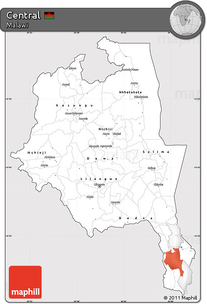 Silver Style Simple Map of Central, cropped outside