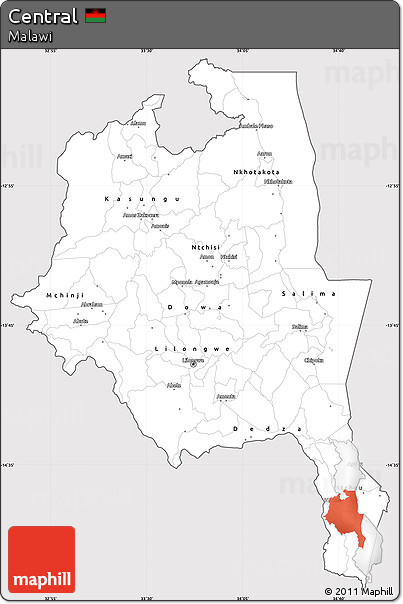 Silver Style Simple Map of Central, cropped outside