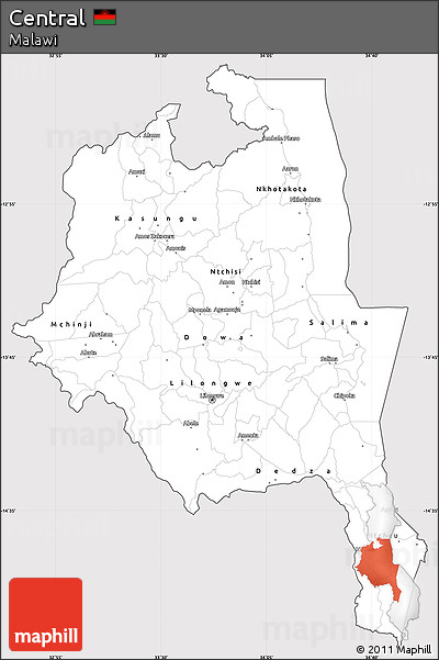 Silver Style Simple Map of Central, cropped outside