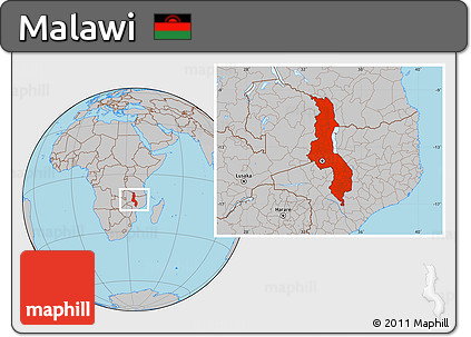 Gray Location Map of Malawi
