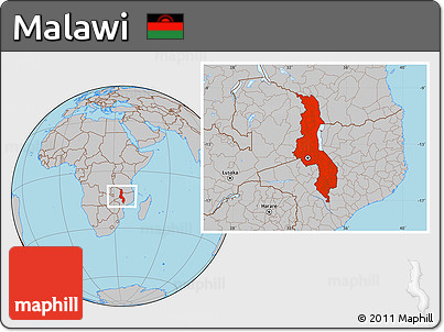 Gray Location Map of Malawi