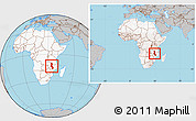 Gray Location Map of Malawi, highlighted continent, within the entire continent