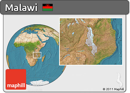 Gray Location Map of Malawi, satellite outside
