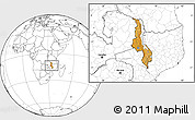 Political Location Map of Malawi, blank outside