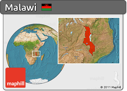 Satellite Location Map of Malawi