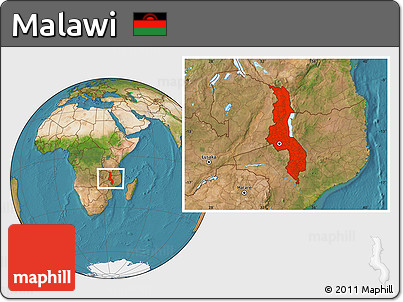 Satellite Location Map of Malawi