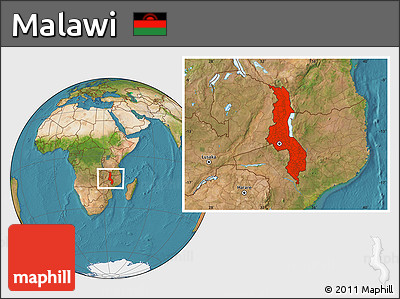 Satellite Location Map of Malawi