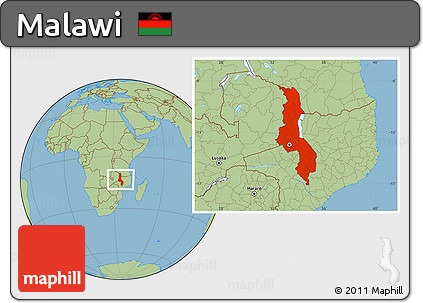 Savanna Style Location Map of Malawi