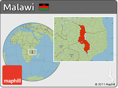 Savanna Style Location Map of Malawi