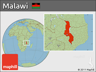 Savanna Style Location Map of Malawi