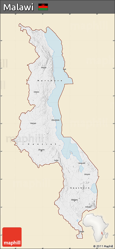 Classic Style Map of Malawi, single color outside