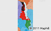 Flag Map of Malawi, political shades outside