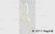 Shaded Relief Map of Malawi, desaturated