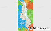 Shaded Relief Map of Malawi, political outside