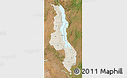 Shaded Relief Map of Malawi, satellite outside