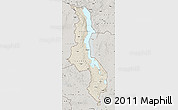 Shaded Relief Map of Malawi, semi-desaturated