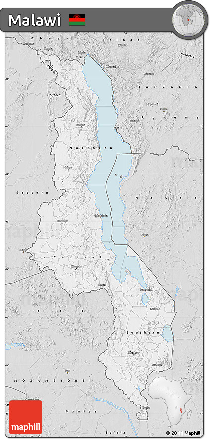 Silver Style Map of Malawi