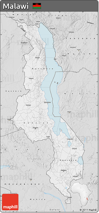 Silver Style Map of Malawi