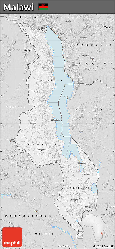 Silver Style Map of Malawi