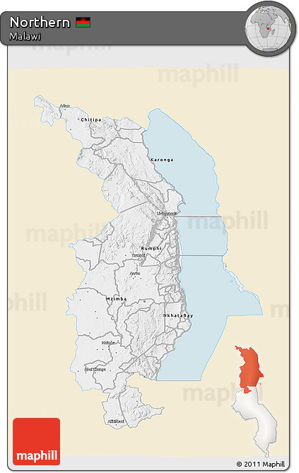 Classic Style 3D Map of Northern, single color outside