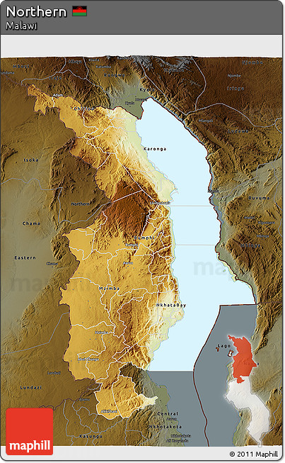 Physical 3D Map of Northern, darken