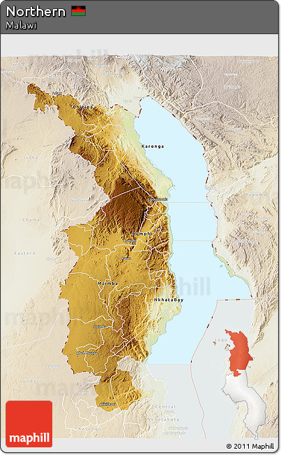 Physical 3D Map of Northern, lighten