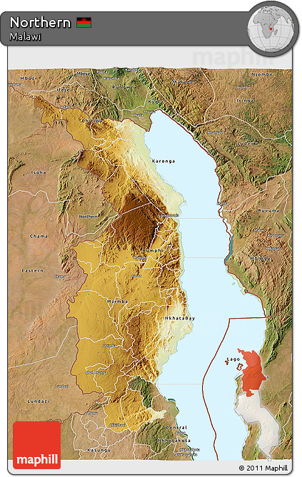 Physical 3D Map of Northern, satellite outside
