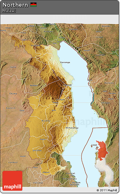 Physical 3D Map of Northern, satellite outside