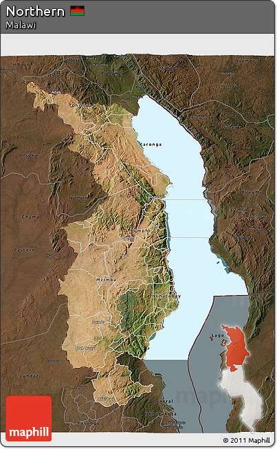 Satellite 3D Map of Northern, darken