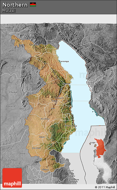 Satellite 3D Map of Northern, desaturated