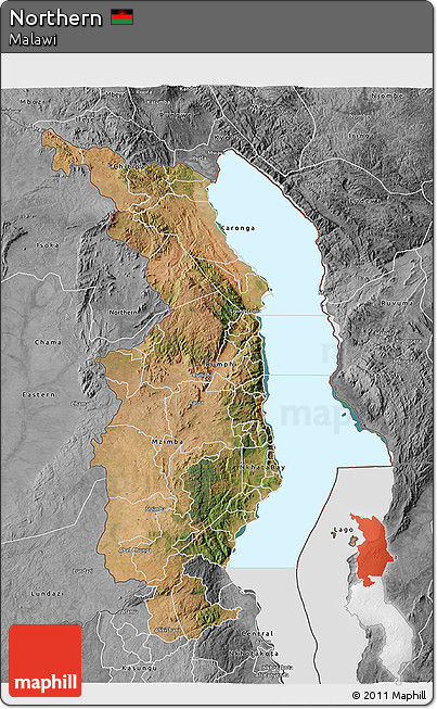 Satellite 3D Map of Northern, desaturated