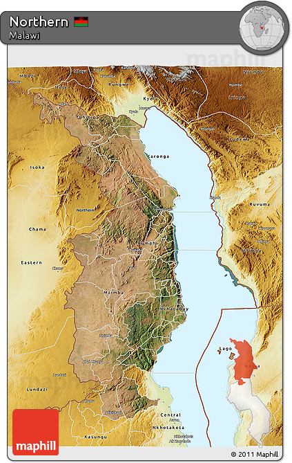 Satellite 3D Map of Northern, physical outside