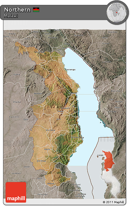 Satellite 3D Map of Northern, semi-desaturated
