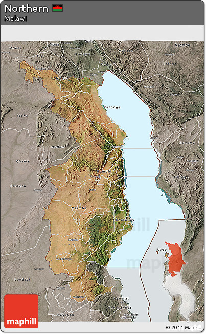 Satellite 3D Map of Northern, semi-desaturated