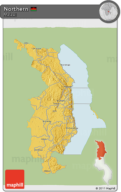 Savanna Style 3D Map of Northern, single color outside