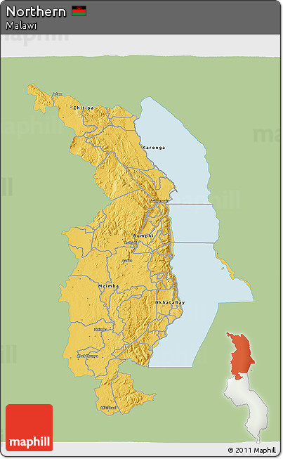 Savanna Style 3D Map of Northern, single color outside