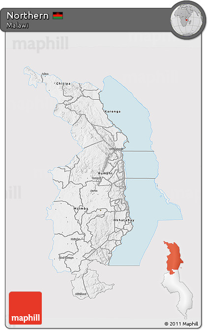 Silver Style 3D Map of Northern, single color outside