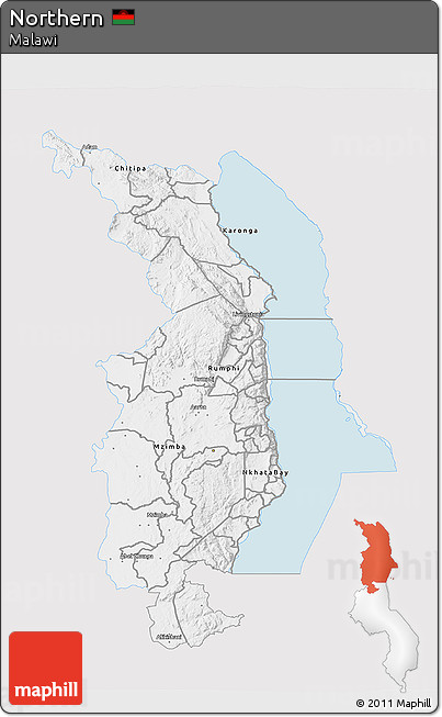 Silver Style 3D Map of Northern, single color outside