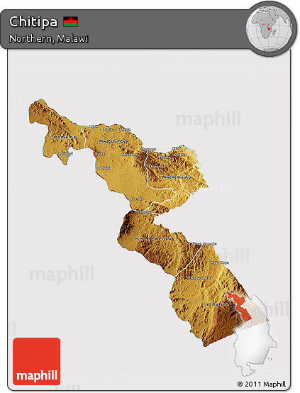 Physical 3D Map of Chitipa, cropped outside