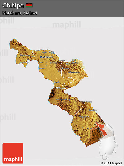 Physical 3D Map of Chitipa, cropped outside