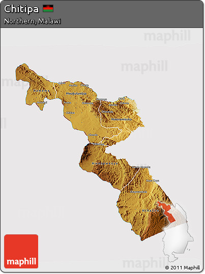 Physical 3D Map of Chitipa, cropped outside