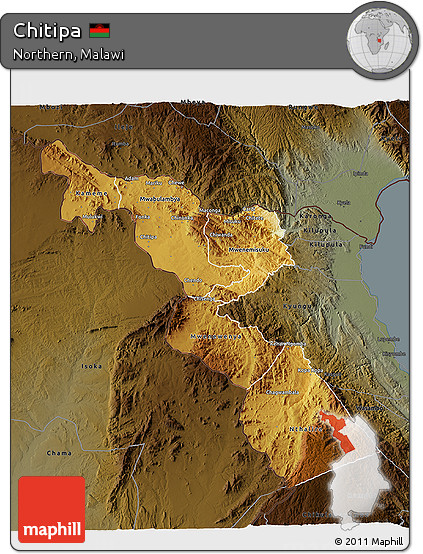 Physical 3D Map of Chitipa, darken