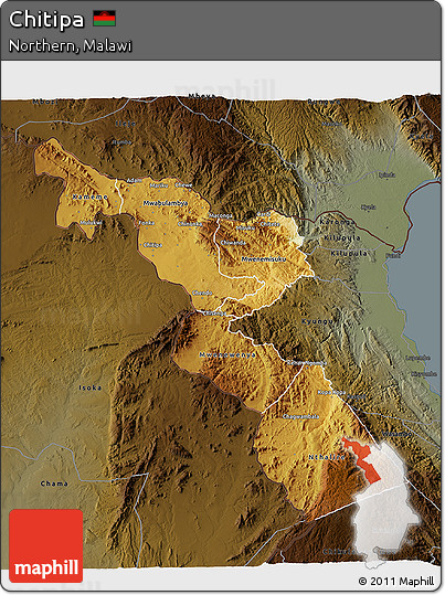 Physical 3D Map of Chitipa, darken