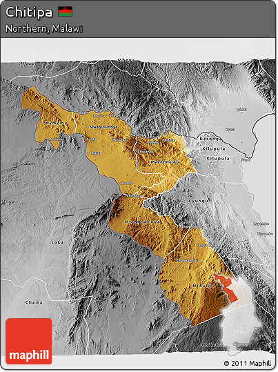 Physical 3D Map of Chitipa, desaturated