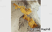 Physical 3D Map of Chitipa, semi-desaturated