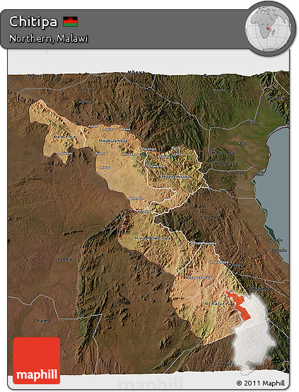 Satellite 3D Map of Chitipa, darken