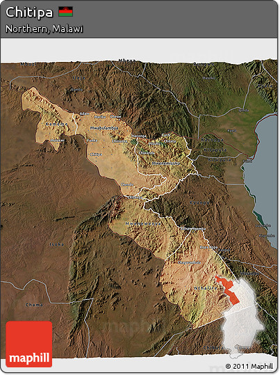 Satellite 3D Map of Chitipa, darken
