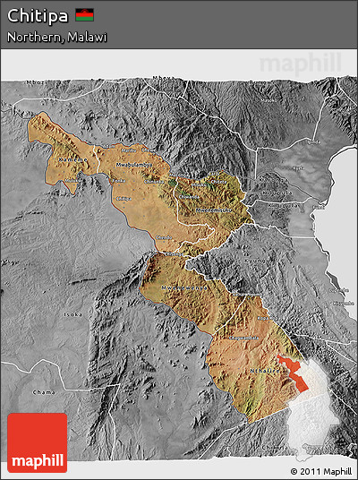 Satellite 3D Map of Chitipa, desaturated