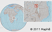 Gray Location Map of Chitipa, within the entire country, hill shading