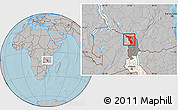 Gray Location Map of Chitipa, highlighted country, highlighted parent region, hill shading